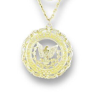 Gold Toned Eagle ( U.S. Seal) Pendant Royal Jewelry Co. W/Rhinestone